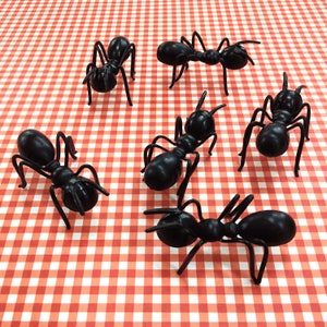 12 Large 3-D Ants, Plastic Ant Cupcake & Cake Toppers, Picnic Decor