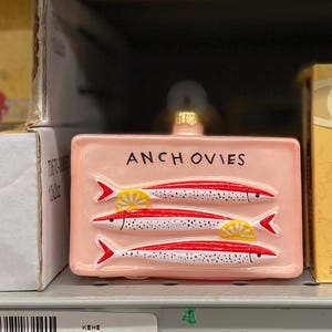 Anchovies Glass Ornament, Sardines Decor, Tinned Fish