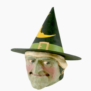 Green Witch Small Candy Bucket, Vintage-Inspired Halloween Decor