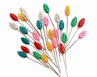Rainbow Leaf Stick Pins: Vintage Inspired Sewing & Craft Pins