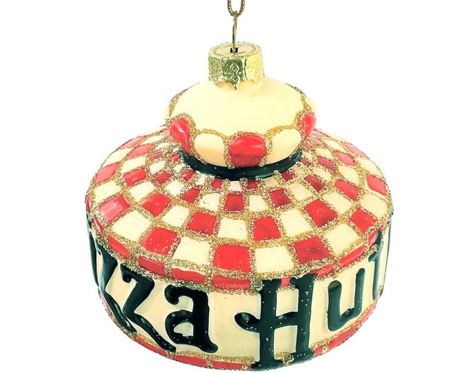 Pizza Restaurant Lamp Ornament, Blown Glass Pop Culture Bauble