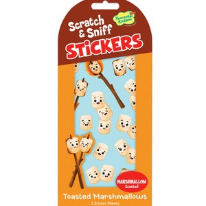 Marshmallow Sticker Scratch and Sniff – Toasted Marshmallow Scent, Cute Marshmallows on Sticks, Peaceable Kingdom