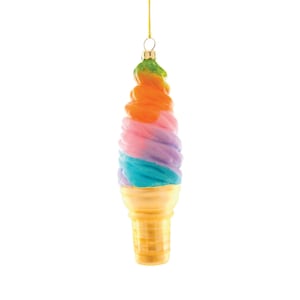 Soft Serve Regenbogen Sherbet Weihnachtsverzierung, Glas Eistüte