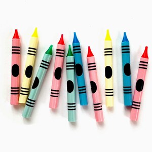 10 Crayon Shaped Birthday Candles, Multicolored Cake Candles