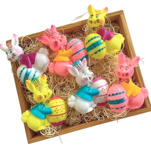 Easter Bunny Cake Plaques, Rabbit Boys & Girls, Vintage Cake Toppers, Set of 6