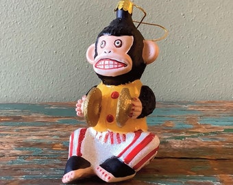 Vintage Toy Monkey Ornament With Cymbals and Wind-up Screw - Etsy