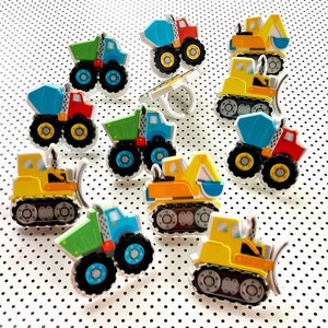 Construction Vehicle Cake Toppers (set of 12), Building Machinery, Dump Truck - Concrete Mixer -  Bulldozer - Backhoe