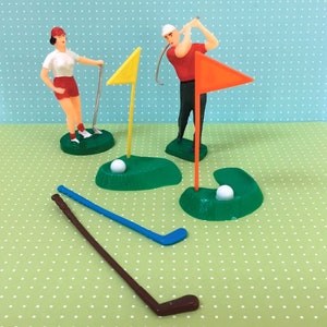 Vintage Golfing Cake Toppers: Retro Golf Outing Set