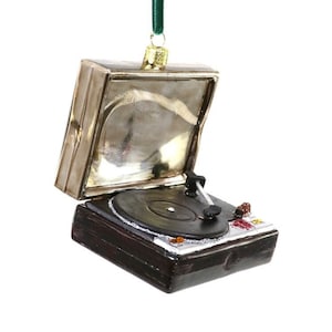 Adorno de tocadiscos, decoración navideña vintage con forma de tocadiscos