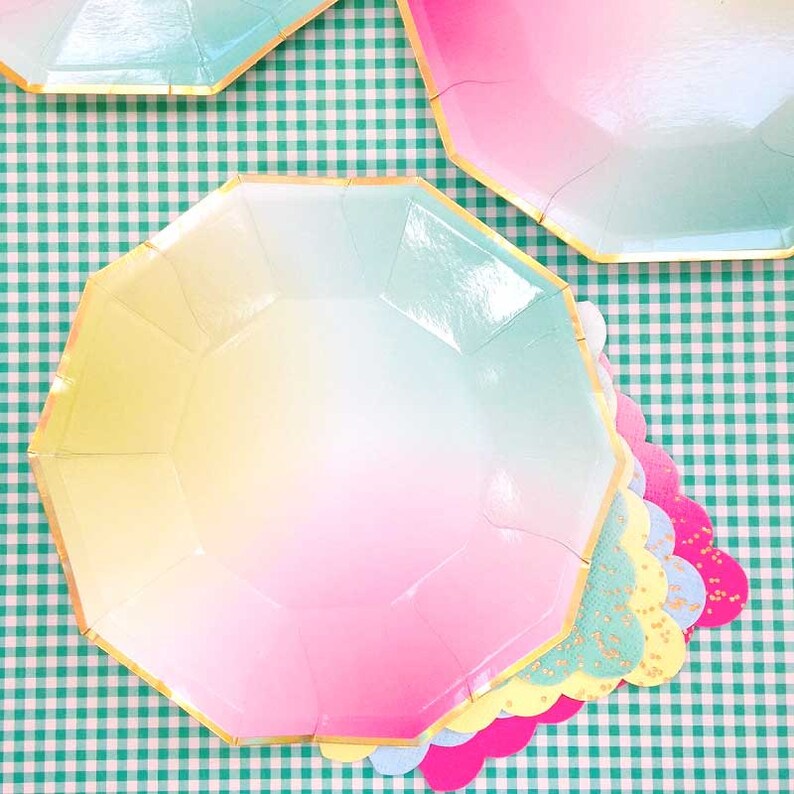 Ombre Napkins Large Pastel Paper Napkins with Gold Confetti Etsy