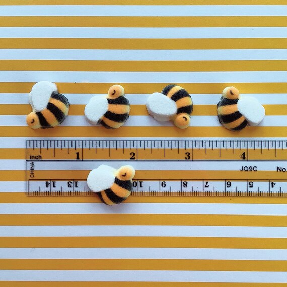 Edible Bumble Bees- Small wafer bees set of 24 - Cake and Cupcake Toppers,  Decoration 