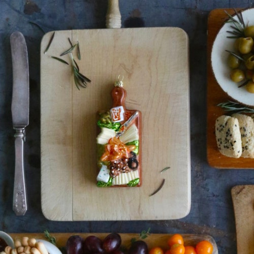 Charcuterie Cheese Board Glass Christmas Ornament Etsy