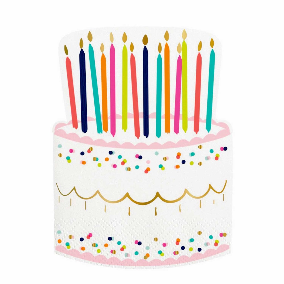 Birthday Cake Diecut Napkin pk 20 Foiled Birthday Napkins Etsy