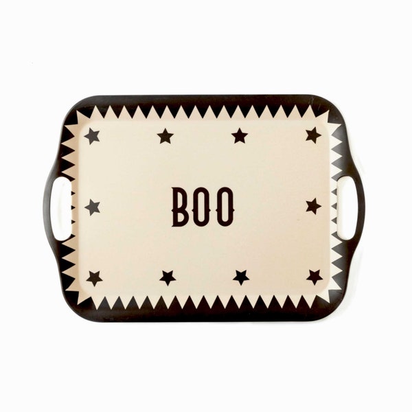 Boo Vintage Halloween Bamboo Platter, Retro Serving Tray