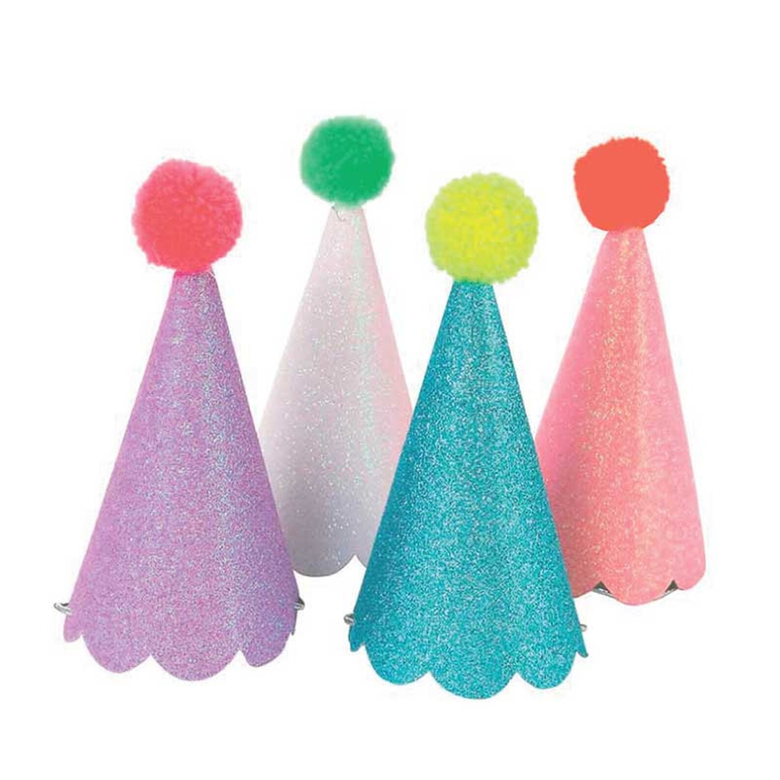 Glitter Party Hats With Pom Poms 8 Birthday Party Hat Etsy
