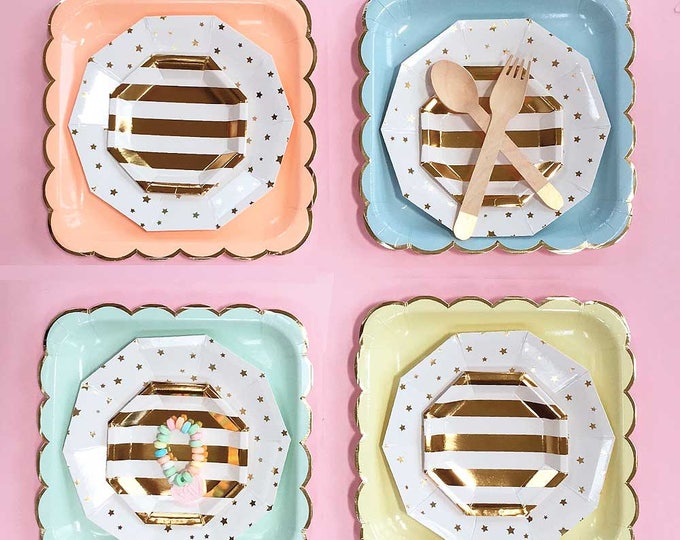 Small Gold Paper Plates set of 8 Meri Meri Gold Canape Etsy