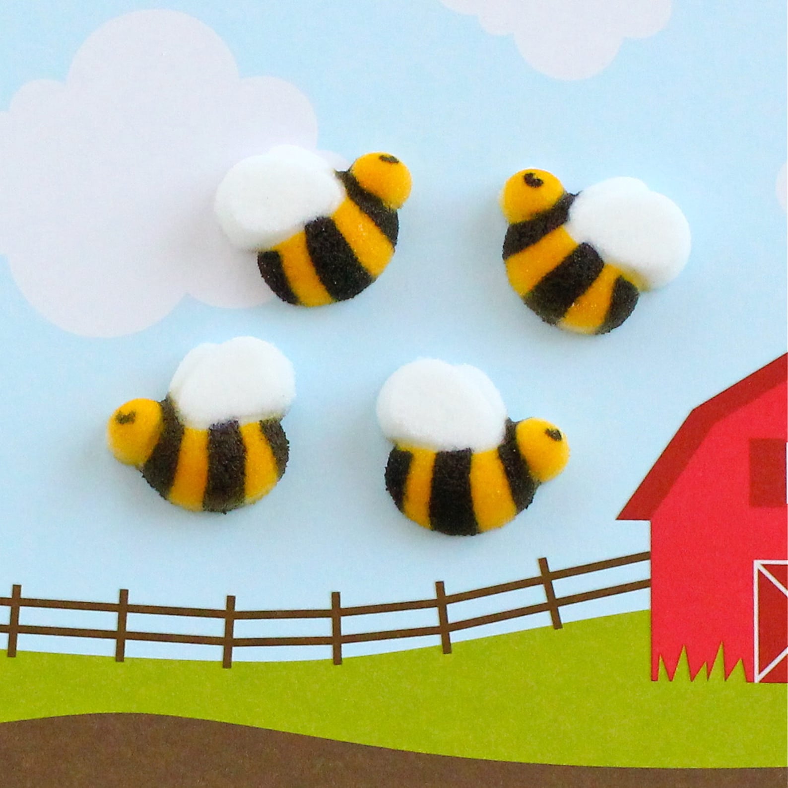 24 Bumble Bee Sugars Honey Bee Edible Cupcake Toppers Yellow Etsy
