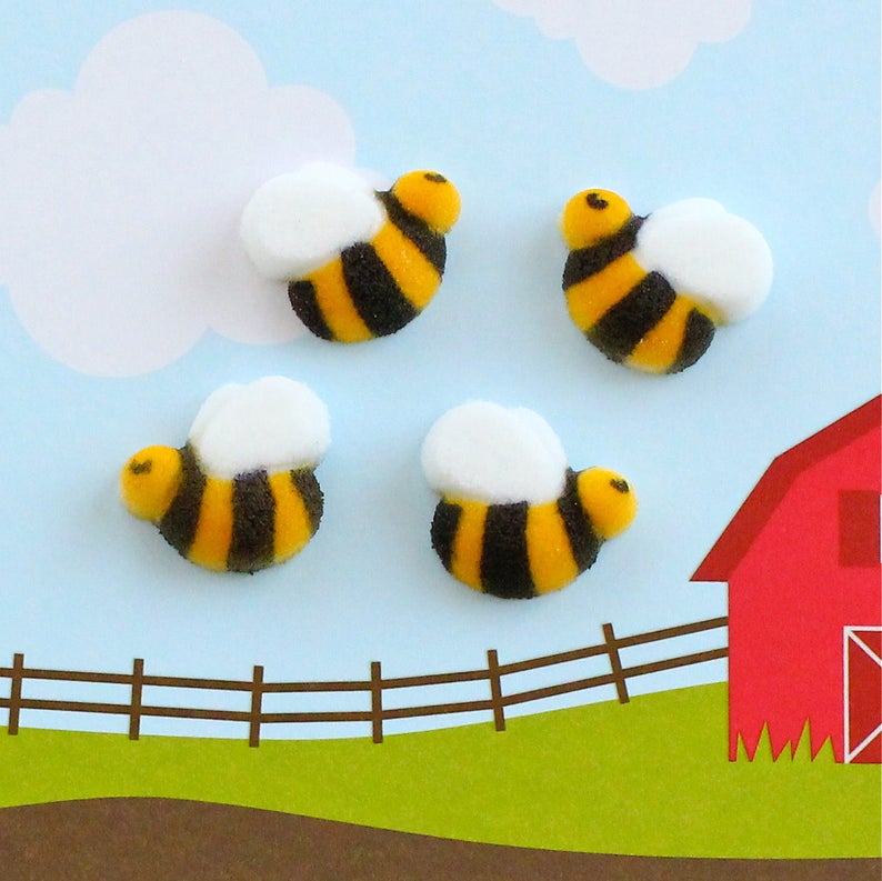 24 Bumble Bee Sugars Honey Bee Edible Cupcake Toppers 24 Bumble Bee Sugars Honey Bee Edible Cupcake Toppers