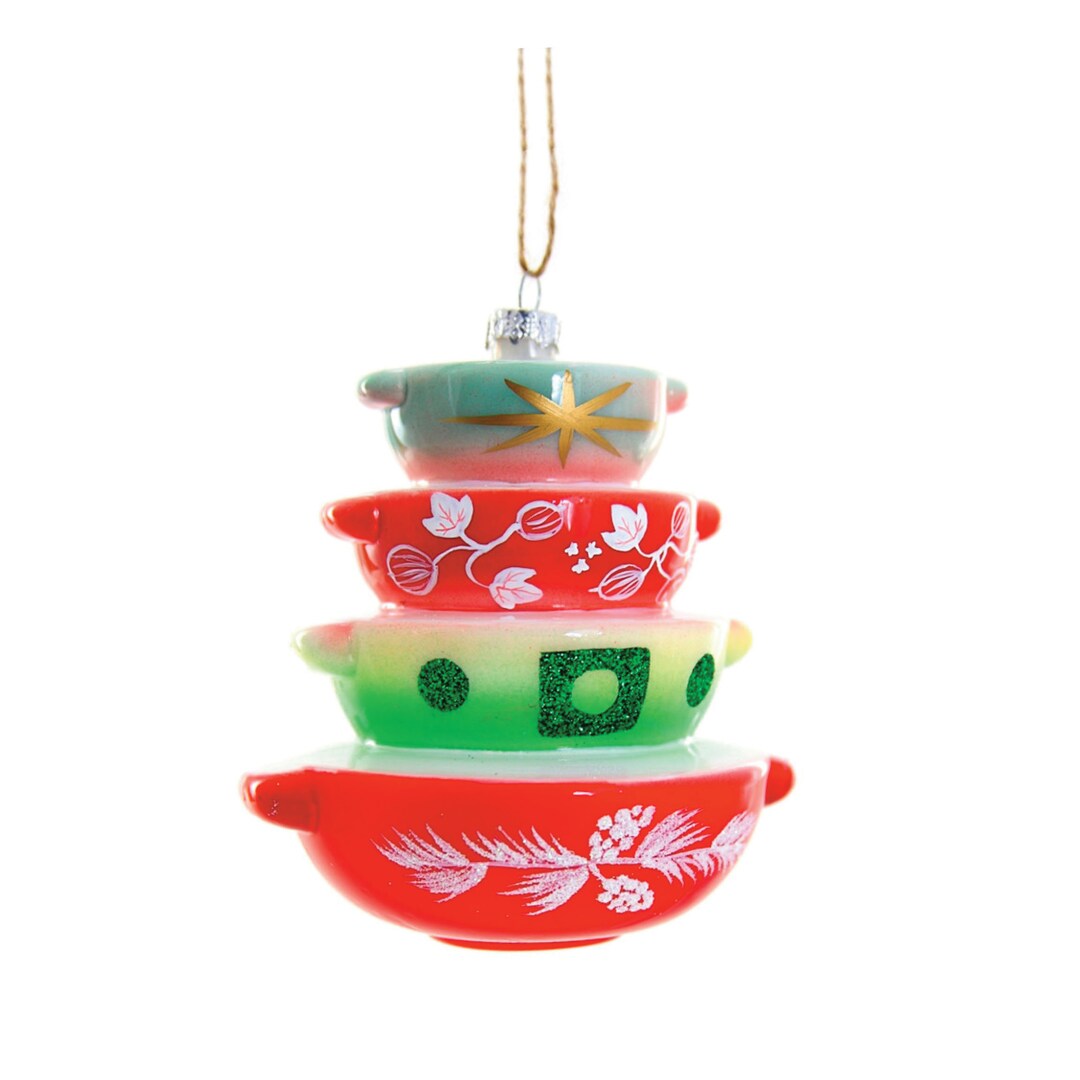 Holiday Vintage Bakeware Glass Ornament Red & Green Mixing Etsy