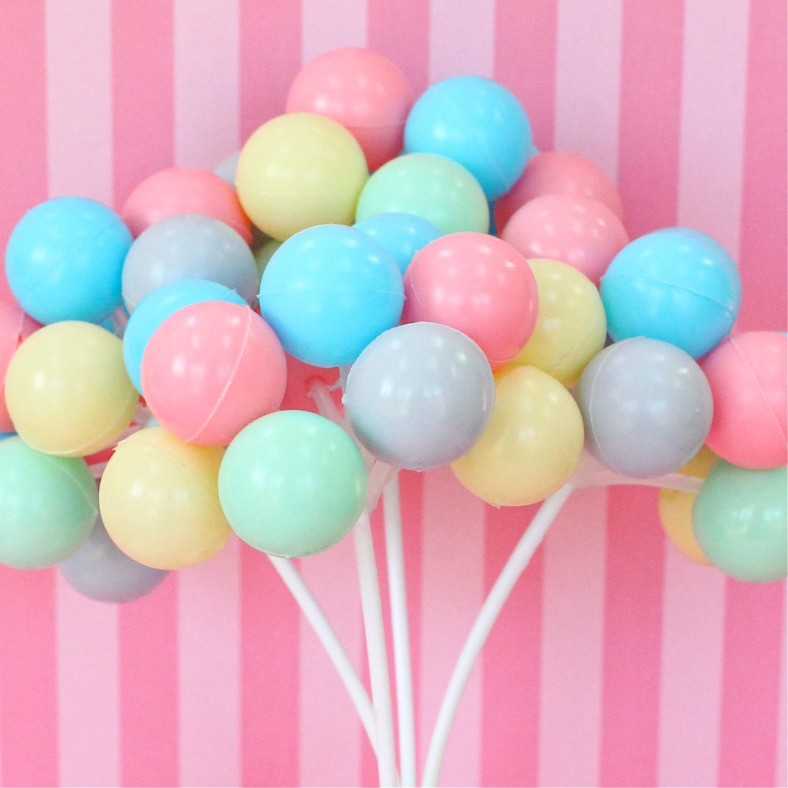 3 Pastel Party Balloon Cupcake / Cake Toppers Plastic Etsy