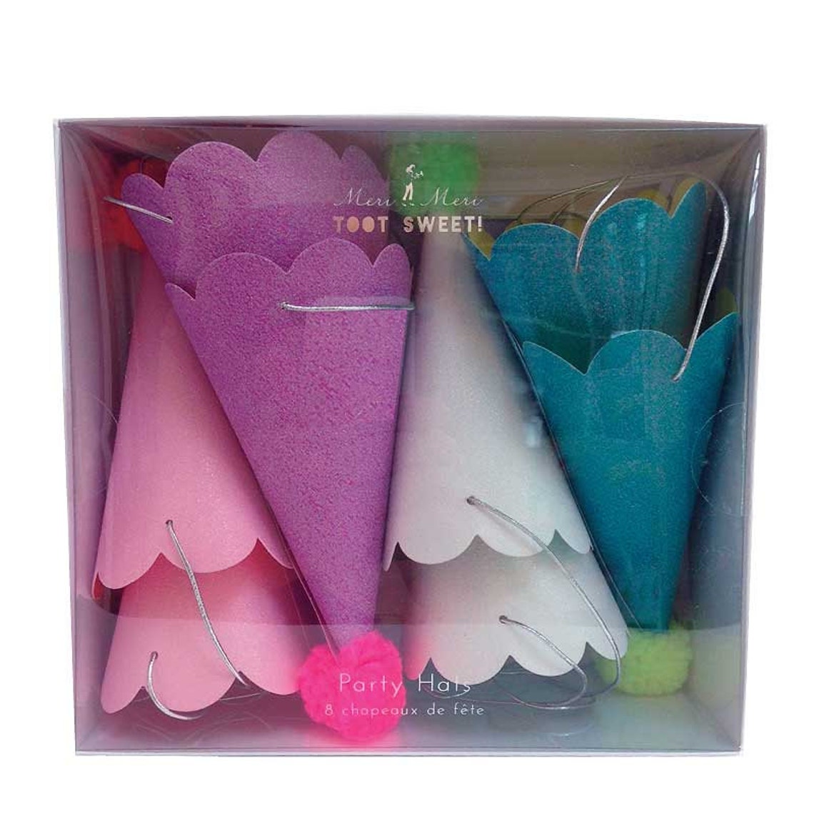 Glitter Party Hats With Pom Poms 8 Birthday Party Hat Etsy