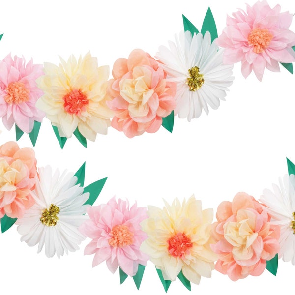 Giant Paper Flower Garland, Spring & Summer Party Decorations, 8.5 Foot Floral Bunting, Meri Meri