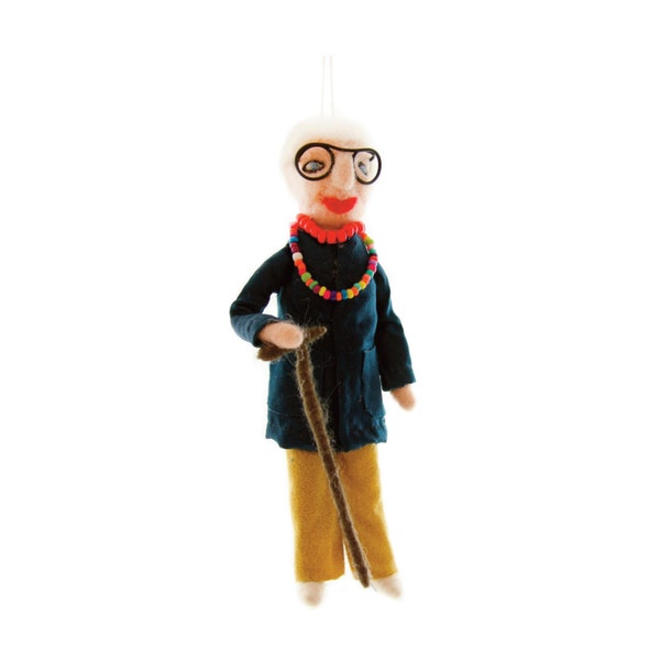 Felted Iris Apfel Christmas Ornament, Fashion Icon, Cody Foster & Co