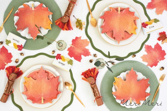 Thanksgiving Paper Plates, Maple Leaf Shaped Dessert Plates