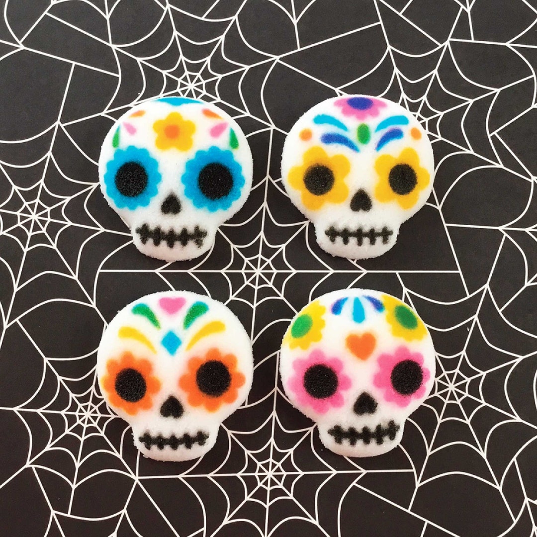 Sugar Skull Edible Sugars Mexican Cake Decorations Set of 12 Etsy
