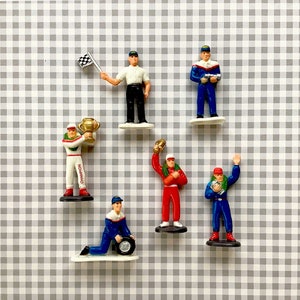 Vintage Pit Crew Plastic Cake Toppers, Vintage Racing Car Party Supplies