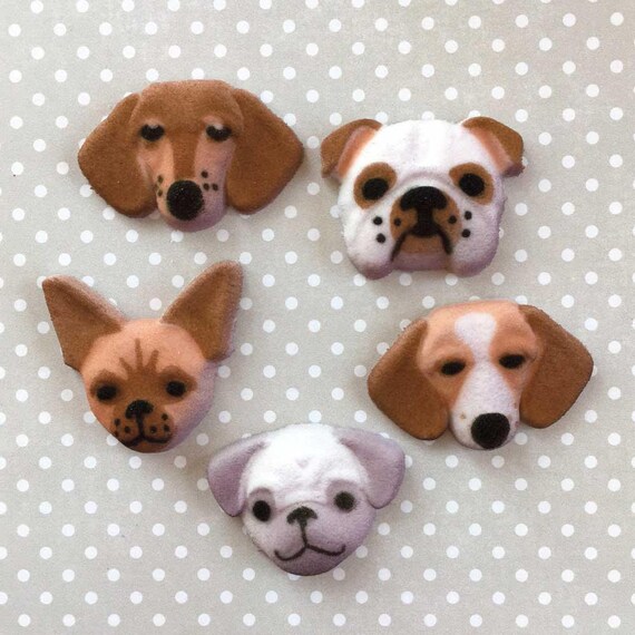 Hund Gesicht Zucker Welpen essbare Cake Topper Hund DecOns Etsy