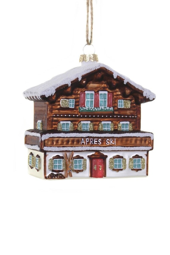 Glass Ski Chalet Ornament, Christmas Village, Cody Foster - Etsy