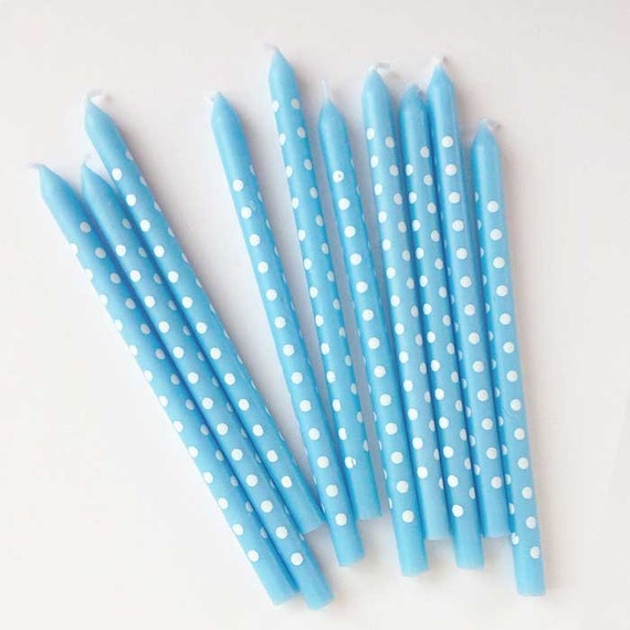 Items similar to Blue Cake Candles, Blue and White Polka Dot Birthday