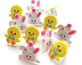 Anelli per cupcake a forma di coniglietto e pulcino, decorazioni per torte pasquali, bomboniere per bambini