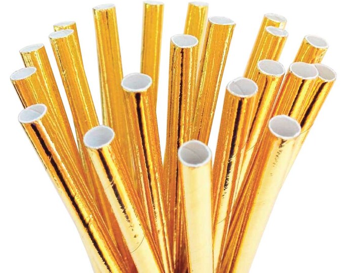 Metallic Gold Paper Straws Meri Meri Etsy