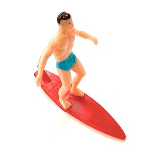 Surfer Cake Topper (1), Vintage Surf Decor, 1970s-80s Plastic Miniature image 2