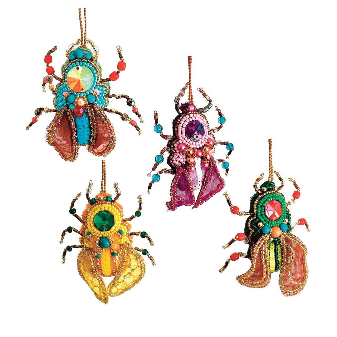 Jeweled Insect Ornaments, Embrodered Bead & Sequin Bugs - Etsy