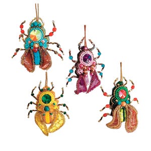 Jeweled Insect Ornaments, Embrodered Bead & Sequin Bugs