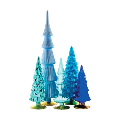 Blue Glass Christmas Tree Set Aqua & Navy Hue Forest Etsy