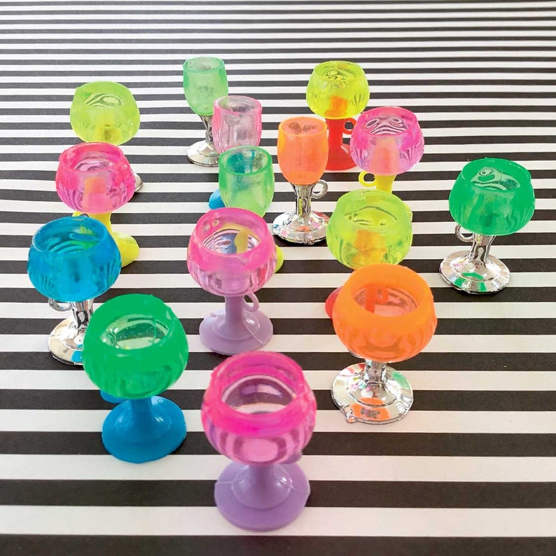 12 Wine Glasses Goblet Charms Miniature Plastic Wine Cups in Etsy