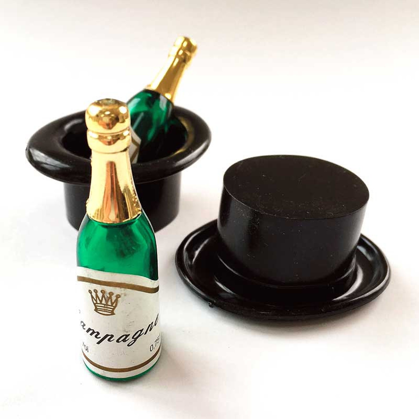 Top Hat Cupcake Toppers with Champagne Bottles 6 New Years Etsy