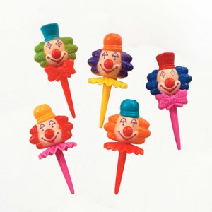 3D Circus Clown Cake Toppers: Retro Carnival Cupcake Picks (Set of 8)