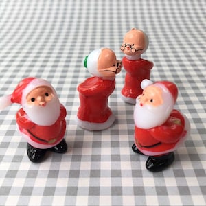 Vintage Miniature Mr & Mrs Santa Cake Toppers (Set of 4)