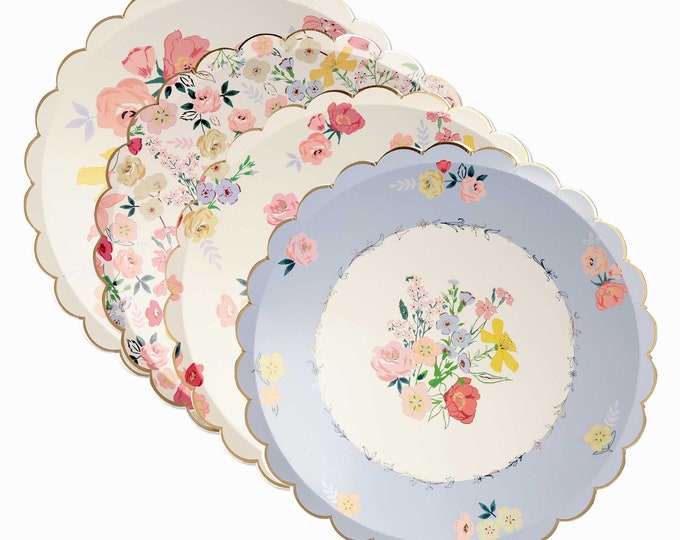English Garden Dinner Plates Cottage Floral Print Garden Etsy