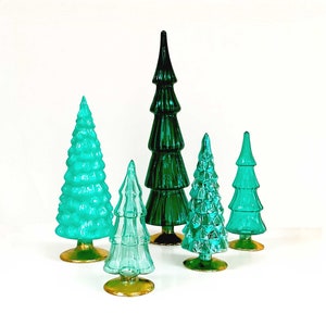 Cody Foster Glass Iridescent Jewel-Tone Christmas Trees - Set of 5