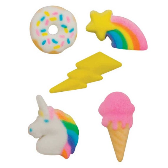 Rainbow & Unicorn Cake Toppers 10 Edible Decorations | Etsy