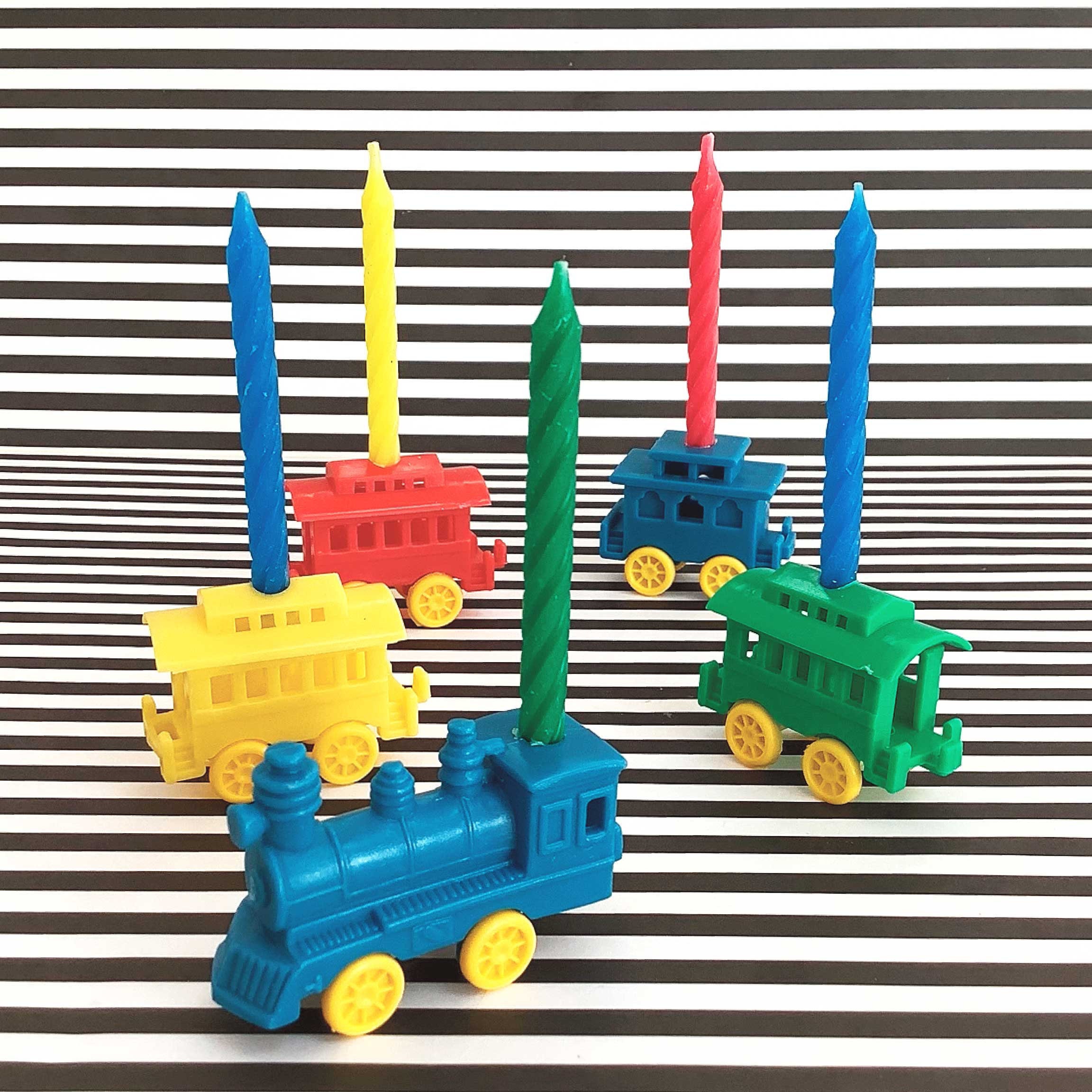 LK! Vintage Birthday Cake Plastic Circus Train Candle Holder Holds 6 Birthday Candles For your