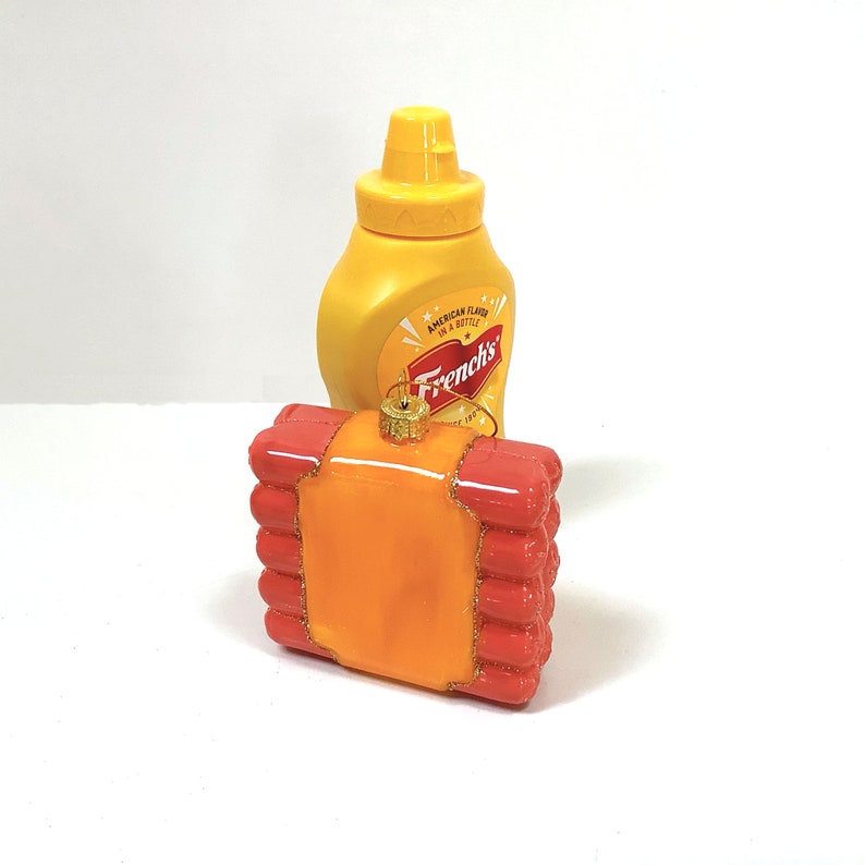 Packaged Classic Beef Hot Dogs Glass Ornament - Thumbnail 5
