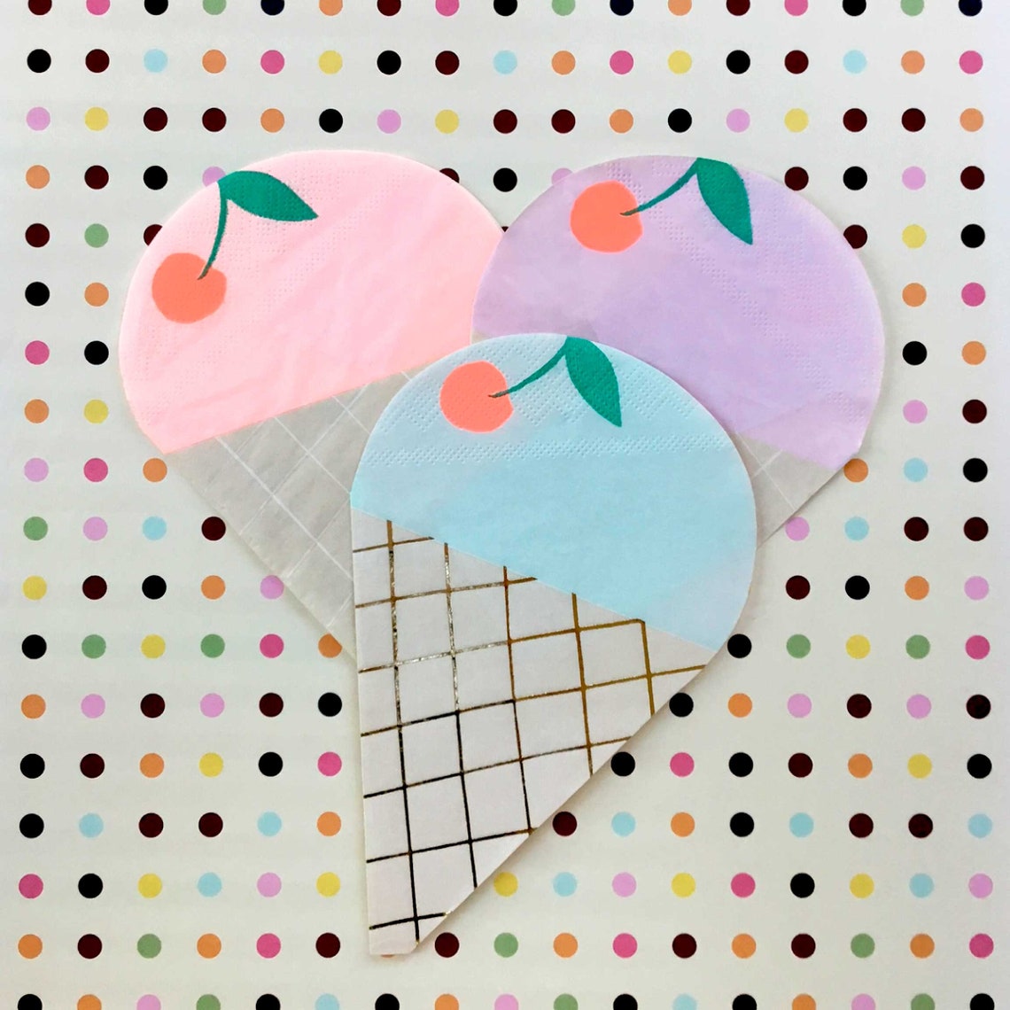 Ice Cream Cone Napkins Set of 16 Diecut Ice Cream Party Etsy