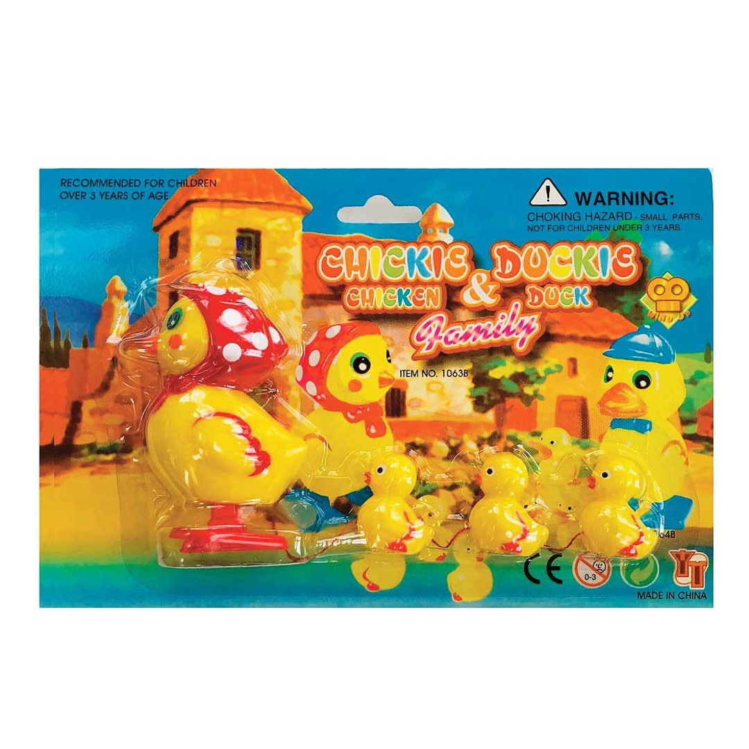 Vintage Duck Family Windup Toy, Mother With Ducklings, Plastic 1986